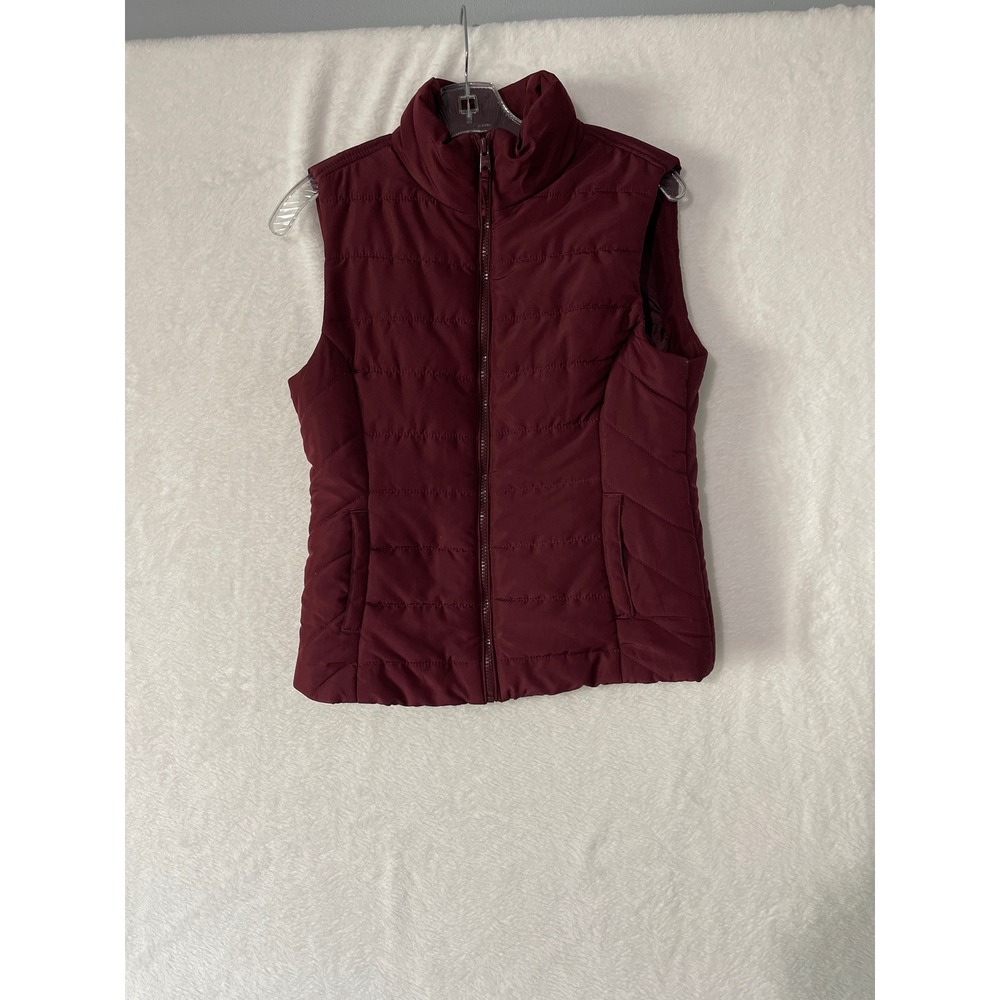 Aeropostale Womens Burgundy Quilted Puffer Vest Size S Full Zip Maroon Jacket